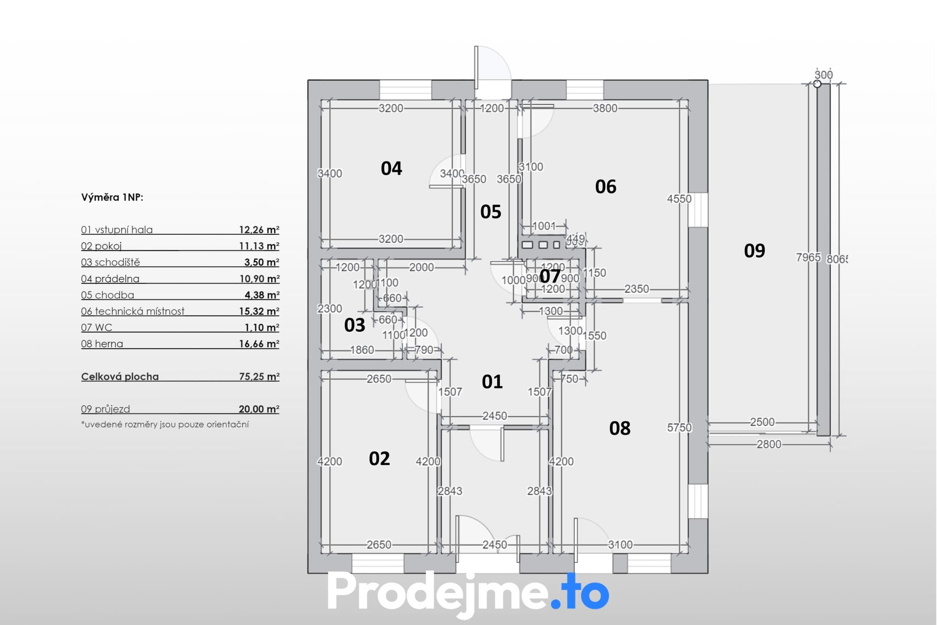 2D půdorys - 1NP