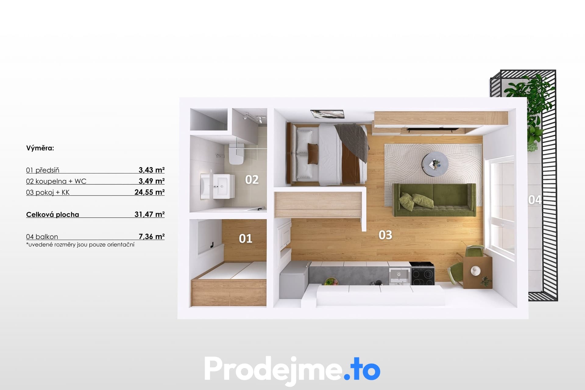 Pronájem novostavby bytu 1+kk, 31,5 m2 Brno - Černovice